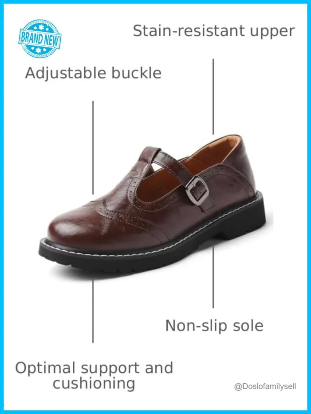 Women's Faux Leather T-Strap Mary Jane Platform Oxfords Buckle Dress Shoes